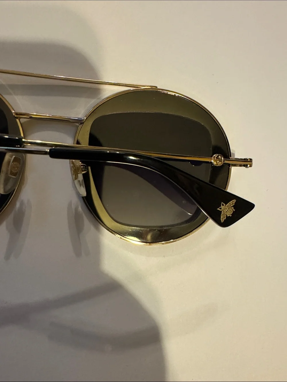 Gucci Gold Metal Round Sunglasses - Gucci GG0105S Sunglasses